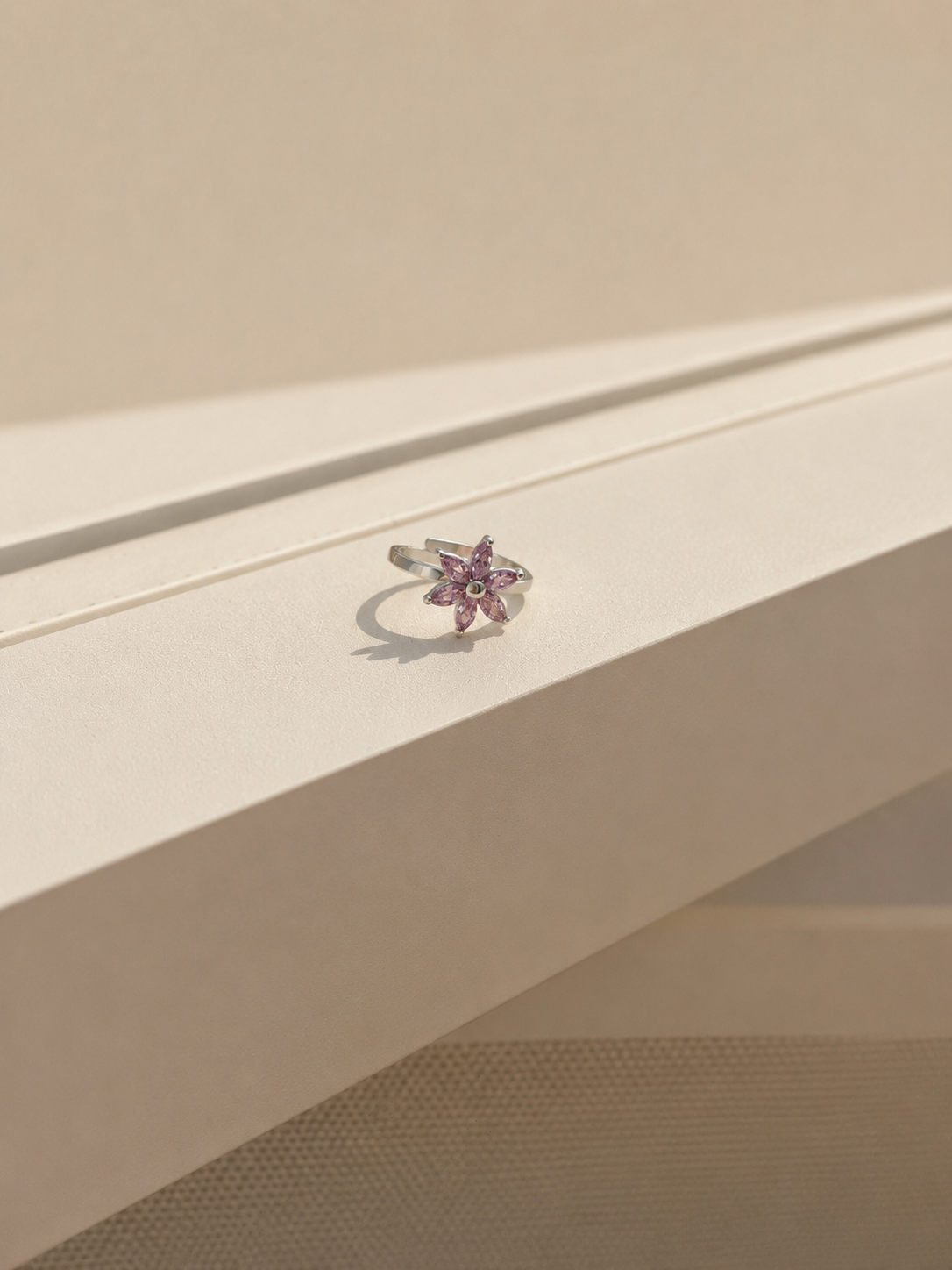BAGUE FLEUR EN ACIER INOXYDABLE - FLORA