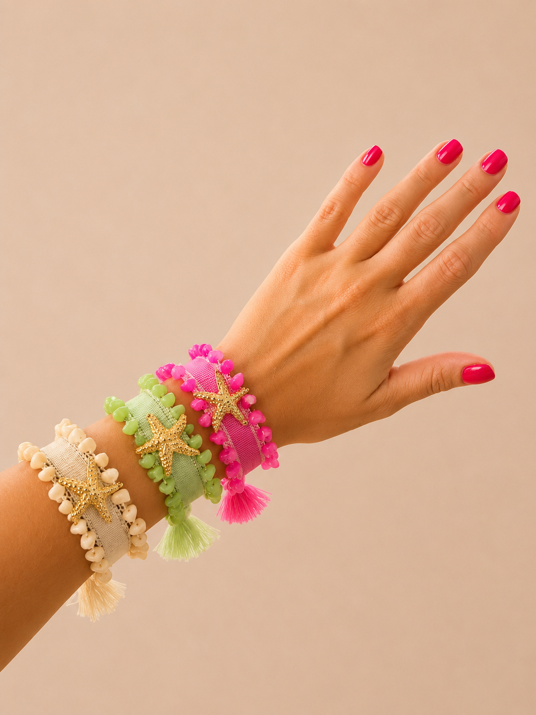 BRACELET EN ACIER INOXIDABLE ET TISSU - STELLA
