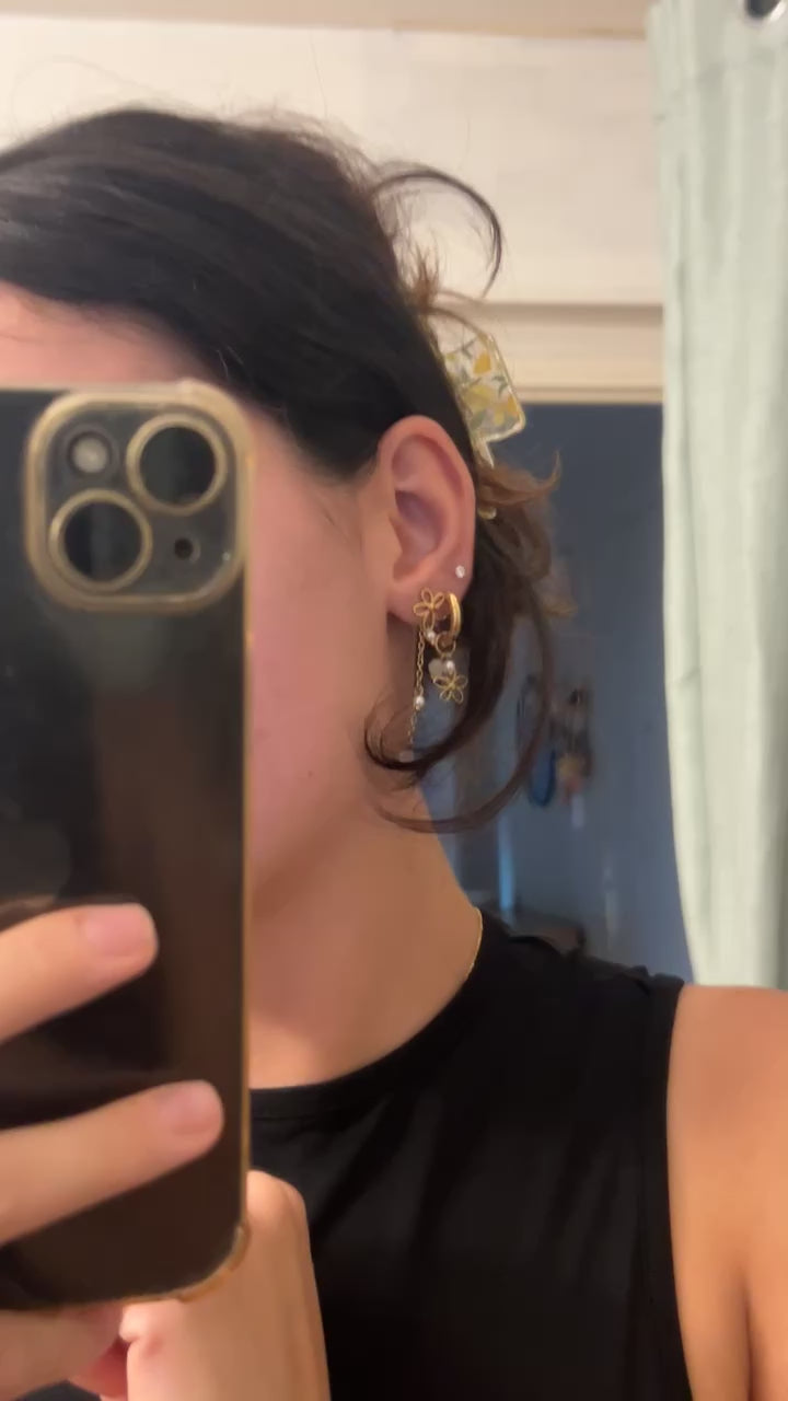 BOUCLES D'OREILLES EN ACIER INOXYDABLE FLEUR - YSALIA