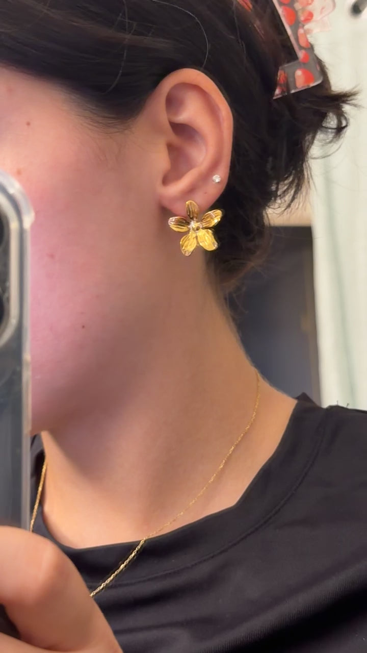 BOUCLE D’OREILLE EN ACIER INOXYDABLE PLAQUÉ OR - AURORE