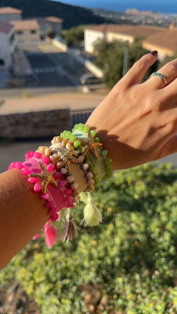 BRACELET EN ACIER INOXIDABLE ET TISSU - STELLA